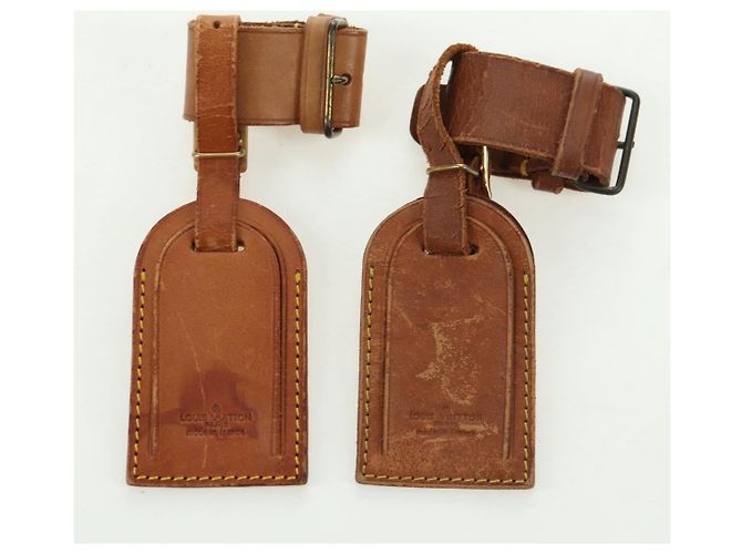 LOUIS VUITTON Powanie Name Tag Leather 10set Beige LV Auth 167215 - vista 6