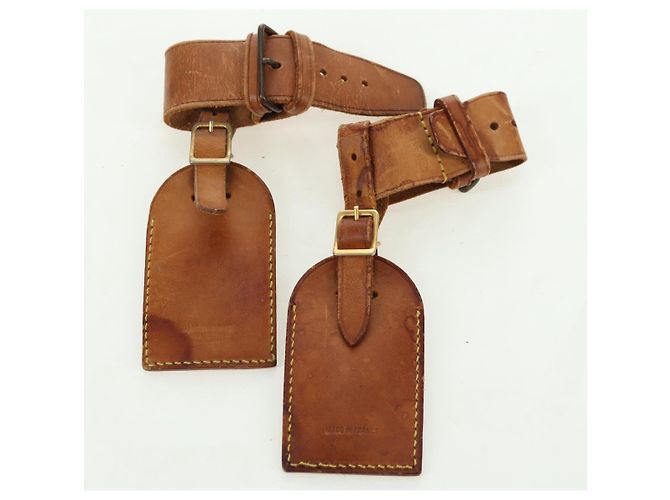 LOUIS VUITTON Powanie Name Tag Leather 10set Beige LV Auth 167215 - vista 9