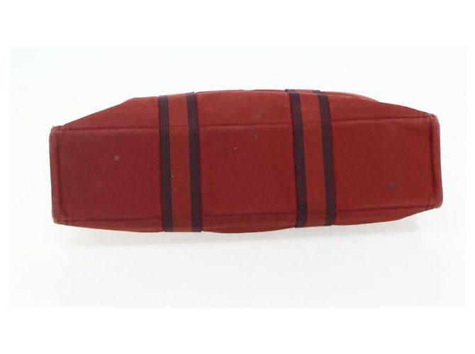 Hermès Borsa Fourre Tout HERMES 2 Set Cotone Rosso Verde Autentica BA12496 - vista 6