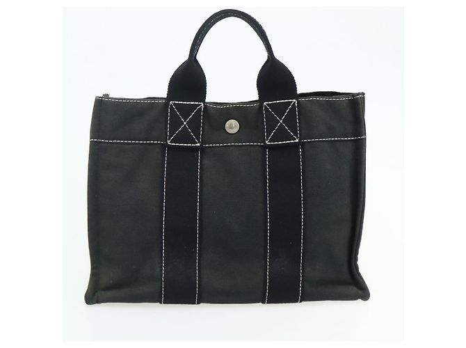 Hermès Borsa Fourre Tout HERMES 2 Set Cotone Rosso Verde Autentica BA12496 - vista 8