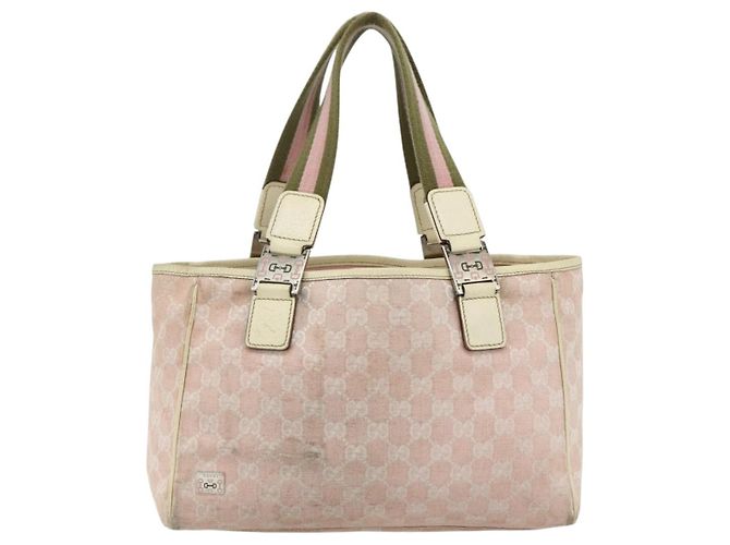 Borsa Tote GUCCI GG Canvas Rosa Argento 145810 Auth fm5322 - vista 13