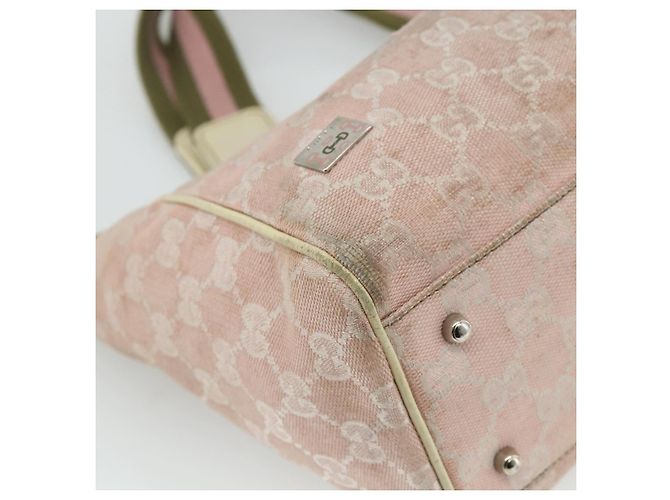 Borsa Tote GUCCI GG Canvas Rosa Argento 145810 Auth fm5322 - vista 16