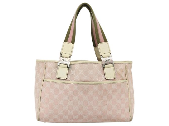 Borsa Tote GUCCI GG Canvas Rosa Argento 145810 Auth fm5322 - vista 2