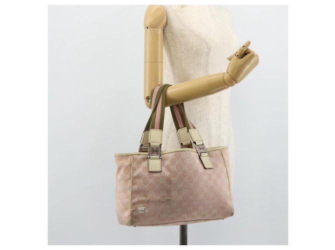 Borsa Tote GUCCI GG Canvas Rosa Argento 145810 Auth fm5322 - vista 23
