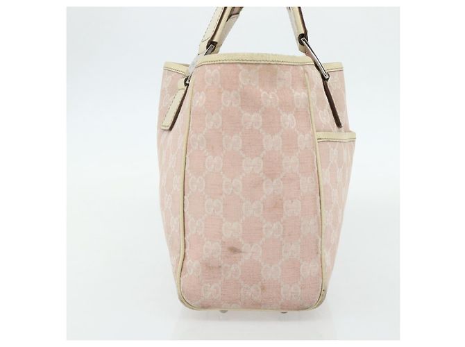Borsa Tote GUCCI GG Canvas Rosa Argento 145810 Auth fm5322 - vista 4