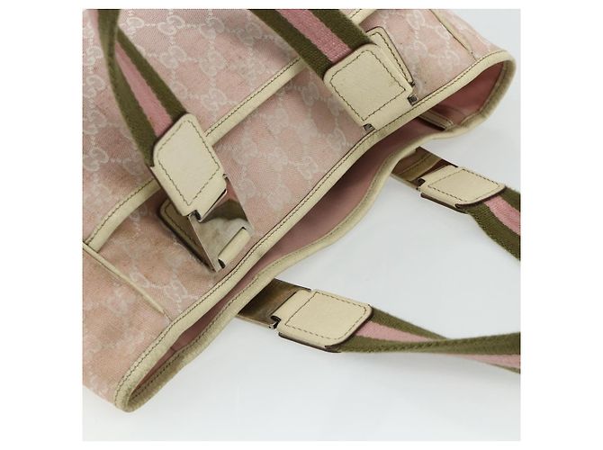 Borsa Tote GUCCI GG Canvas Rosa Argento 145810 Auth fm5322 - vista 6
