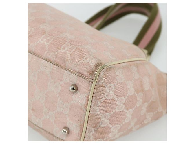Borsa Tote GUCCI GG Canvas Rosa Argento 145810 Auth fm5322 - vista 9