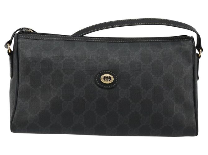 Borsa a Spalla GUCCI GG Supreme PVC Nero Oro 156 02 086 Auth 177471 D'oro - vista 13