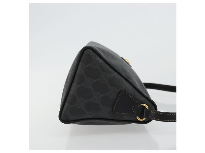 Borsa a Spalla GUCCI GG Supreme PVC Nero Oro 156 02 086 Auth 177471 D'oro - vista 3