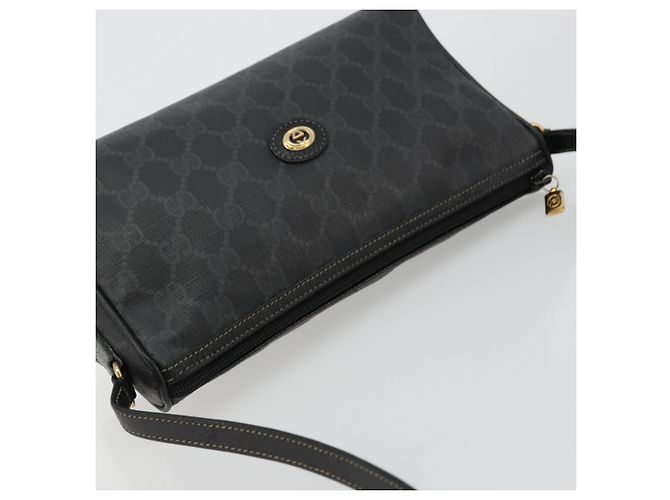 Borsa a Spalla GUCCI GG Supreme PVC Nero Oro 156 02 086 Auth 177471 D'oro - vista 6