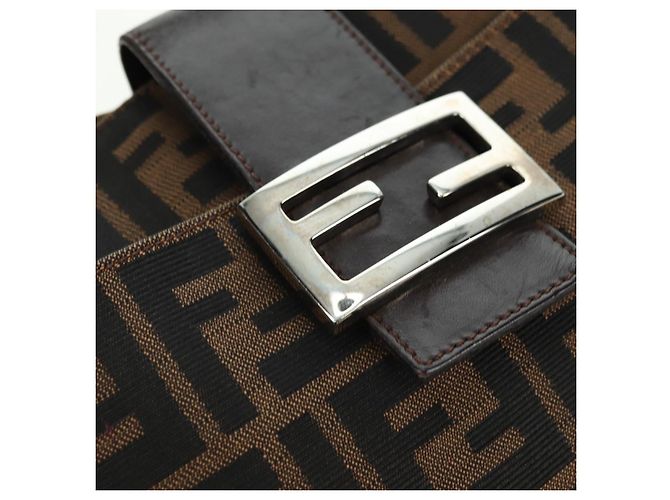 FENDI Zucca Canvas Mamma Baguette Borsa a Spalla Marrone Nero Auth 177772SAV - vista 19