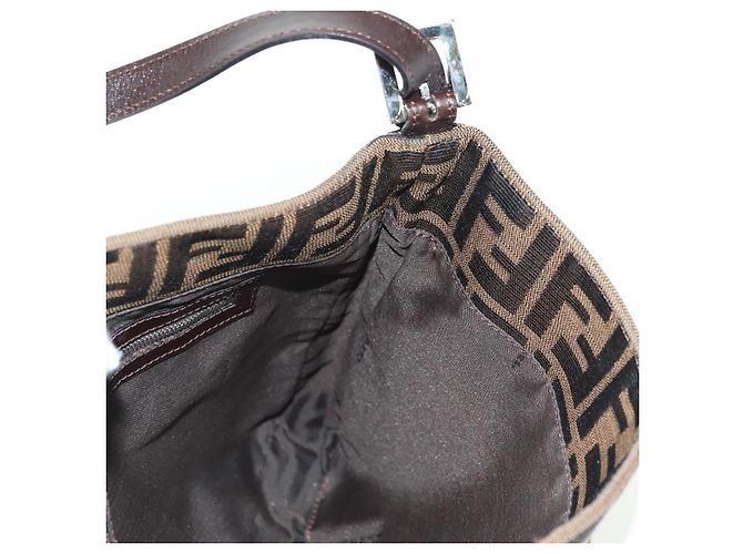 FENDI Zucca Canvas Mamma Baguette Borsa a Spalla Marrone Nero Auth 177772SAV - vista 23