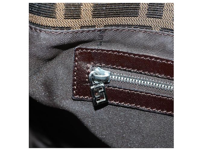 FENDI Zucca Canvas Mamma Baguette Borsa a Spalla Marrone Nero Auth 177772SAV - vista 25