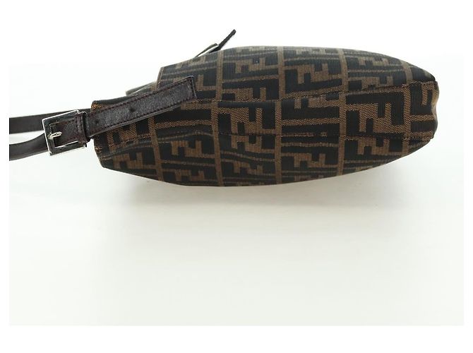 FENDI Zucca Canvas Mamma Baguette Borsa a Spalla Marrone Nero Auth 177772SAV - vista 3