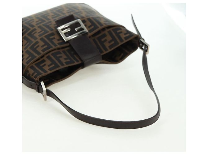 FENDI Zucca Canvas Mamma Baguette Borsa a Spalla Marrone Nero Auth 177772SAV - vista 7
