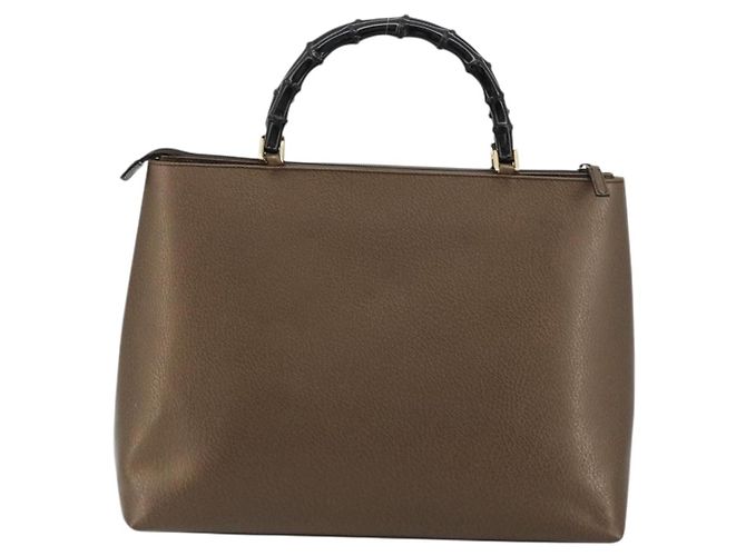 Borsa a Mano GUCCI Bamboo in Pelle Bronzo Oro 002 2122 0507 Auth 177512 D'oro - vista 2