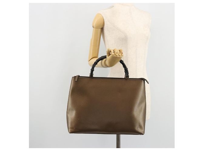Borsa a Mano GUCCI Bamboo in Pelle Bronzo Oro 002 2122 0507 Auth 177512 D'oro - vista 22