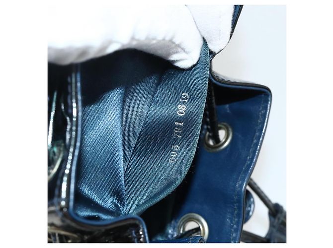 GUCCI Bamboo Rucksack aus Lackleder Navy Silber 005 781 0319 Auth ka4216A - Ansicht 12