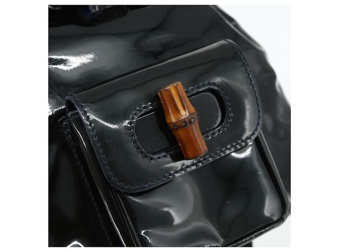 GUCCI Bamboo Rucksack aus Lackleder Navy Silber 005 781 0319 Auth ka4216A - Ansicht 19