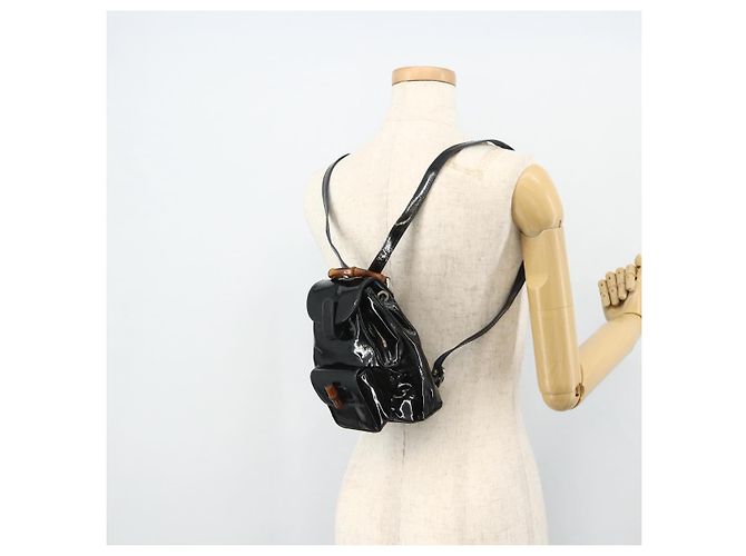 GUCCI Bamboo Rucksack aus Lackleder Navy Silber 005 781 0319 Auth ka4216A - Ansicht 25