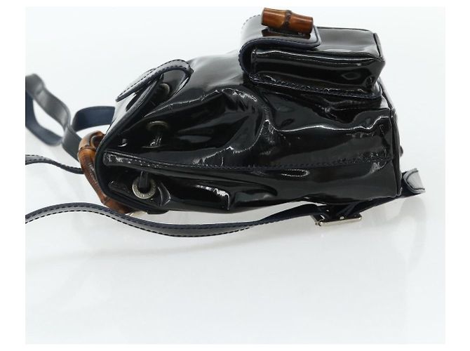 GUCCI Bamboo Rucksack aus Lackleder Navy Silber 005 781 0319 Auth ka4216A - Ansicht 3