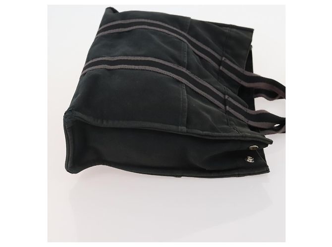 Hermès Borsa Tote HERMES Canvas 4 Set Gray Black Auth ti3899 Marrone Nero - vista 10
