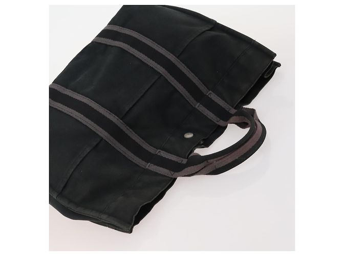 Hermès Borsa Tote HERMES Canvas 4 Set Gray Black Auth ti3899 Marrone Nero - vista 11