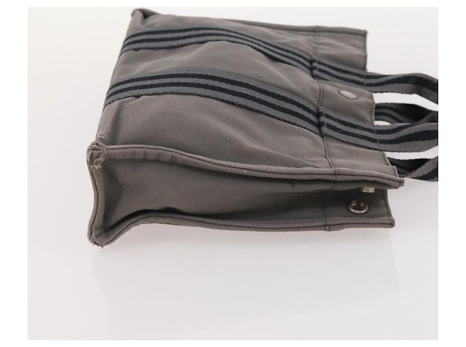 Hermès Borsa Tote HERMES Canvas 4 Set Gray Black Auth ti3899 Marrone Nero - vista 16