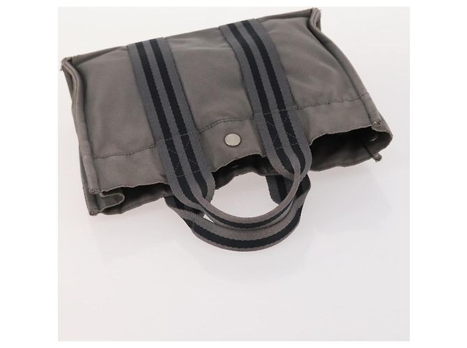 Hermès Borsa Tote HERMES Canvas 4 Set Gray Black Auth ti3899 Marrone Nero - vista 17