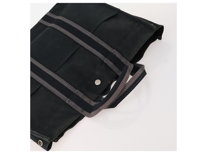 Hermès Borsa Tote HERMES Canvas 4 Set Gray Black Auth ti3899 Marrone Nero - vista 5