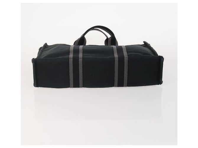 Hermès Borsa Tote HERMES Canvas 4 Set Gray Black Auth ti3899 Marrone Nero - vista 6