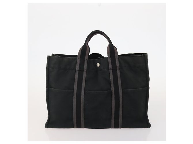 Hermès Borsa Tote HERMES Canvas 4 Set Gray Black Auth ti3899 Marrone Nero - vista 8