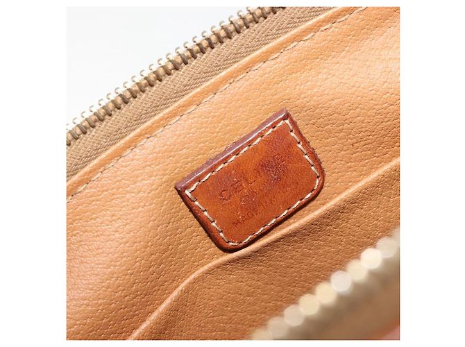 Céline Pochette CELINE Macadam Canvas PVC Pelle Marrone Oro Auth 177896 D'oro - vista 10