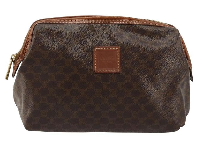 Céline Pochette CELINE Macadam Canvas PVC Pelle Marrone Oro Auth 177896 D'oro - vista 13