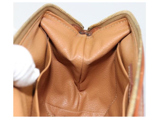 Céline Pochette CELINE Macadam Canvas PVC Pelle Marrone Oro Auth 177896 D'oro - vista 18