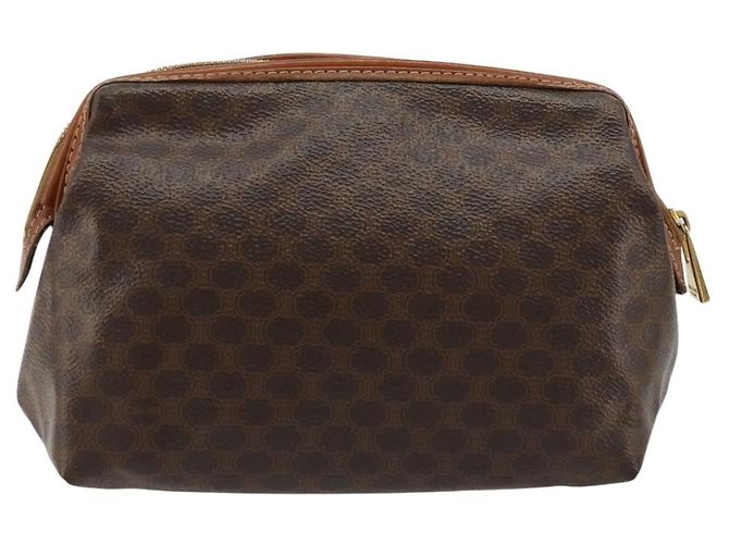 Céline Pochette CELINE Macadam Canvas PVC Pelle Marrone Oro Auth 177896 D'oro - vista 2