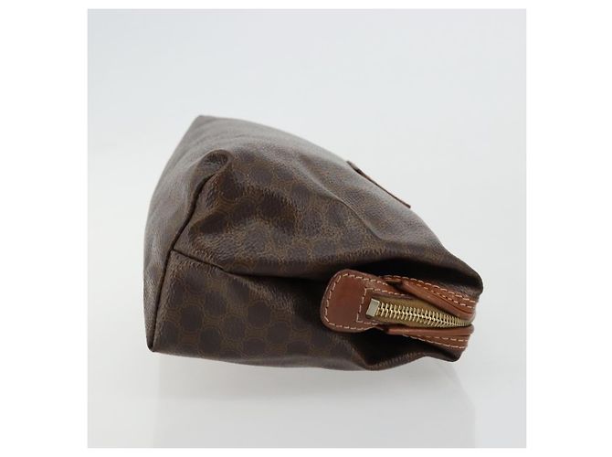 Céline Pochette CELINE Macadam Canvas PVC Pelle Marrone Oro Auth 177896 D'oro - vista 3
