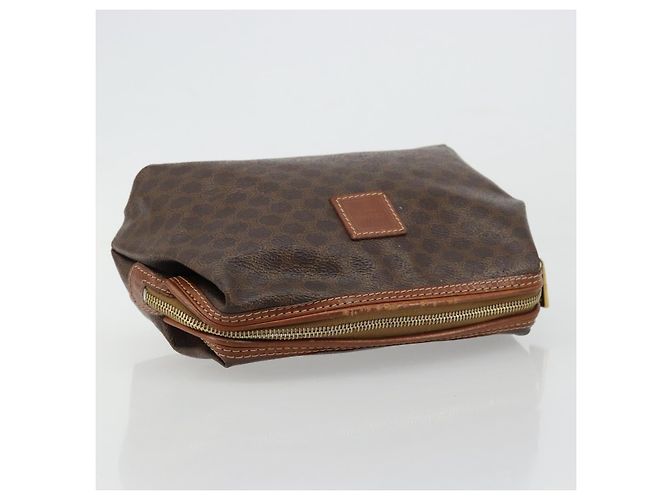 Céline Pochette CELINE Macadam Canvas PVC Pelle Marrone Oro Auth 177896 D'oro - vista 5