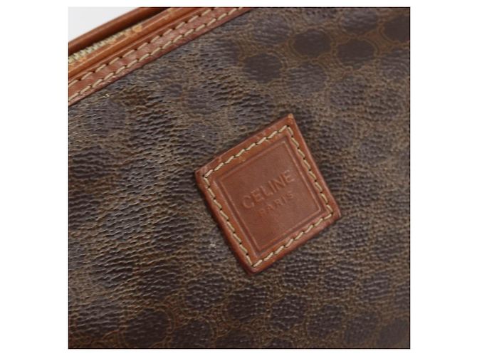 Céline Pochette CELINE Macadam Canvas PVC Pelle Marrone Oro Auth 177896 D'oro - vista 8
