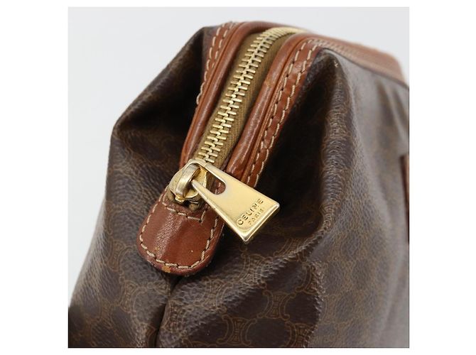 Céline Pochette CELINE Macadam Canvas PVC Pelle Marrone Oro Auth 177896 D'oro - vista 9