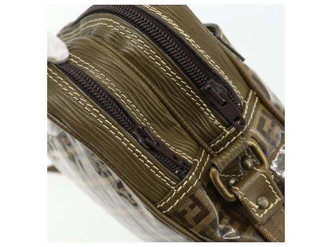 Borsa a Spalla FENDI Zucchino Canvas Beige Oro Auth 177546 D'oro - vista 10