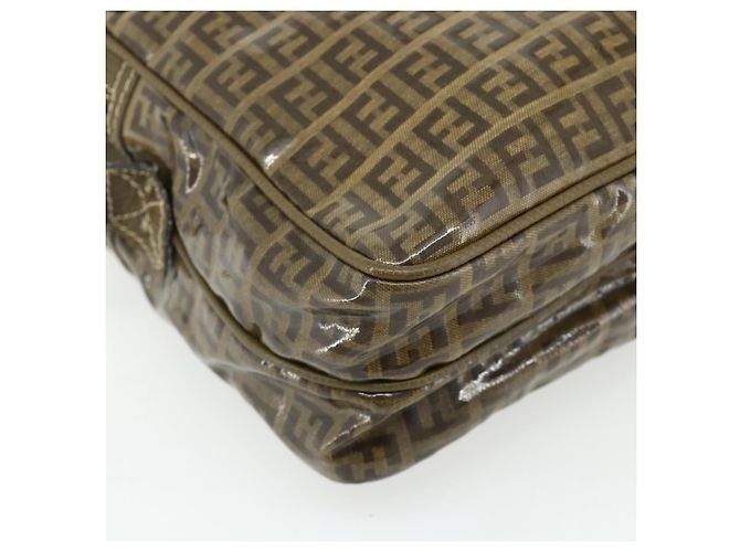 Borsa a Spalla FENDI Zucchino Canvas Beige Oro Auth 177546 D'oro - vista 14