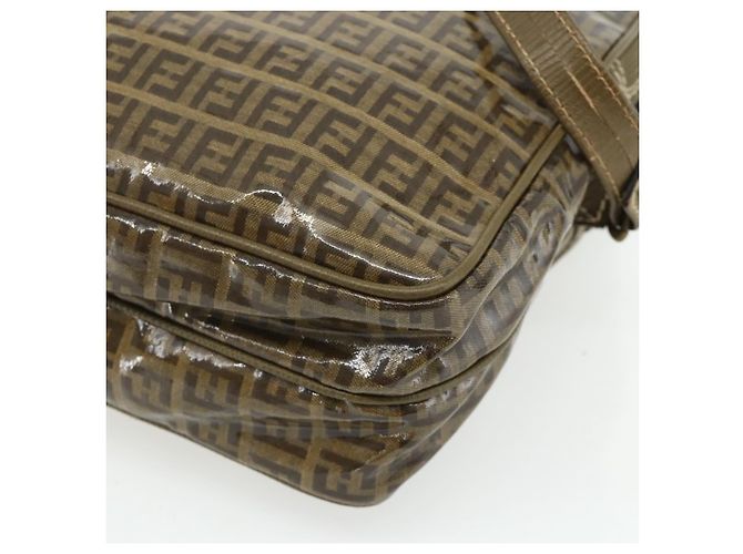 Borsa a Spalla FENDI Zucchino Canvas Beige Oro Auth 177546 D'oro - vista 15