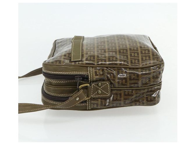 Borsa a Spalla FENDI Zucchino Canvas Beige Oro Auth 177546 D'oro - vista 3