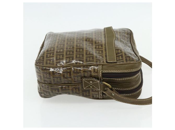 Borsa a Spalla FENDI Zucchino Canvas Beige Oro Auth 177546 D'oro - vista 4