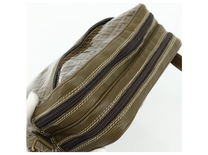 Borsa a Spalla FENDI Zucchino Canvas Beige Oro Auth 177546 D'oro - vista 6