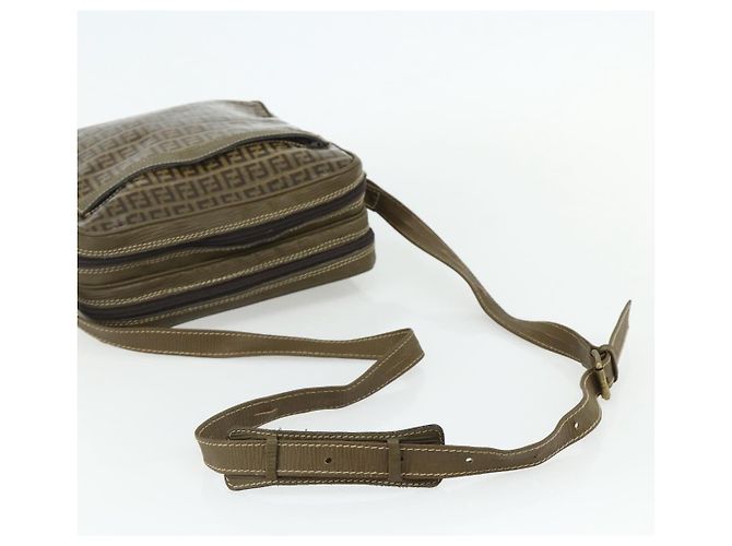 Borsa a Spalla FENDI Zucchino Canvas Beige Oro Auth 177546 D'oro - vista 7