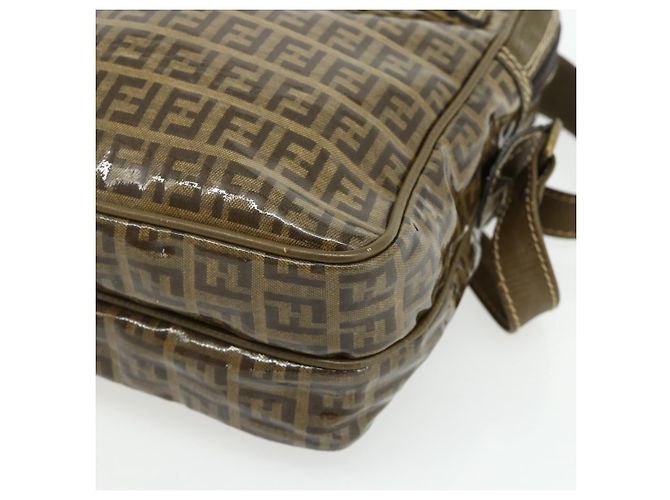 Borsa a Spalla FENDI Zucchino Canvas Beige Oro Auth 177546 D'oro - vista 9