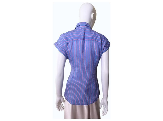 120% Lino Camisa de lino a rayas con nudo drapeado Multicolor - vista 5