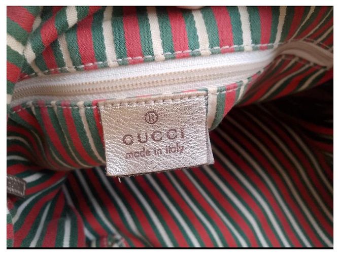 Borsa Gucci in tela monogrammata beige e pelle dorata con ricamo rosa D'oro - vista 17